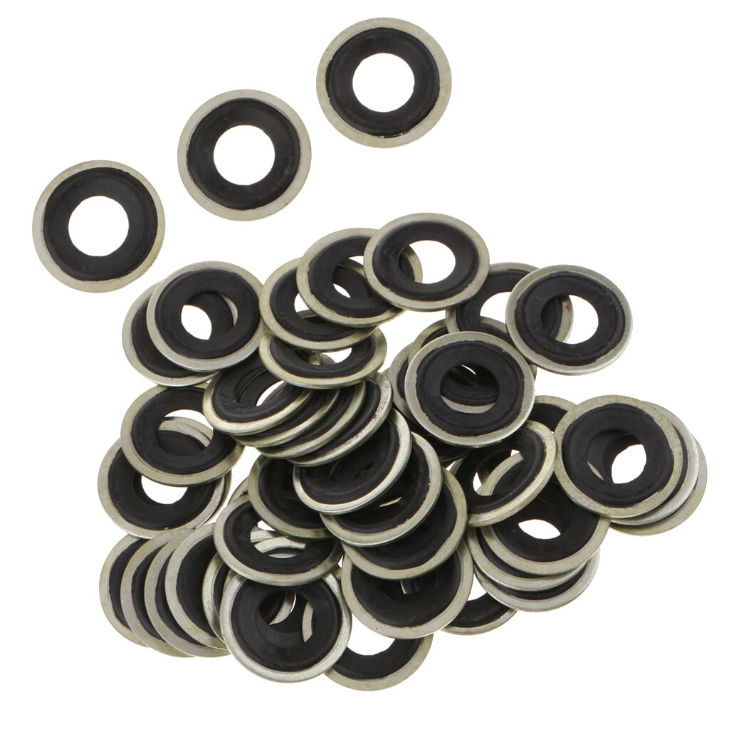 50 stück 14mm Metall Öl Ablauf Stecker Zerquetschen Waschmaschine Dichtungen Für GM Chevrolet Dorman M14 (Schwarz & Gelb)