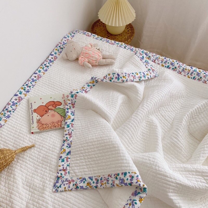Koreaanse Stijl Baby Laken Deken Kinderen Gewatteerde Matras Ins Kamer Decoratie 100% Katoen Kids Bedding Cover Dekens