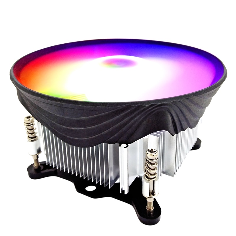 SNOWMAN CPU Cooler RGB 120mm Screw mounting Heat Sink for Intel LGA 1200 1150 1151 1155 Radiator 3 Pin CPU Cooling Fan PC quiet: Multicolored -LED