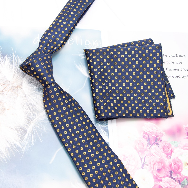 Herreslips kravatsæt jacquardternede slips til mænd stribet slips til bryllup afslappet jakkesæt smalt slips skjortetilbehør