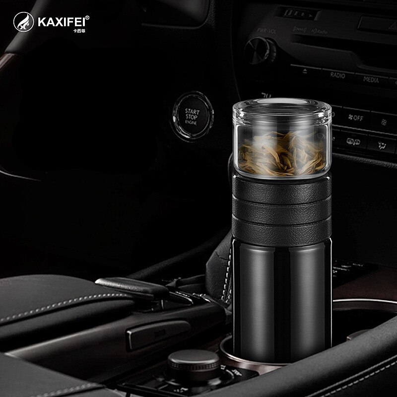 Glazen thee thermoskan vacuümbeker thermosflessen theemok beker thermos temperatuurweergave glazen fles thee-ei thermische beker mok