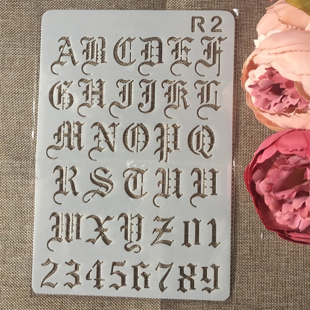 1 Pcs 26 cm Alfabet Letters DIY Craft Gelaagdheid Stencils Schilderij Scrapbooking Stempelen Embossing Decor Papieren Kaart Template: B