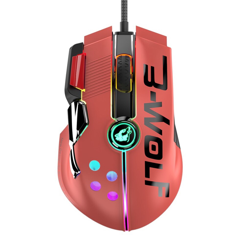 M2 Gaming Mouse Wired 11 Buttons 12000 DPI Adjustable Ergonomic Mouse RGB Backlight Macro Definition Gamers Mice For PC Laptop: 	Red