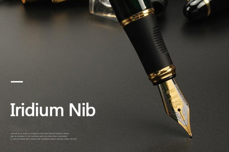 Jinhao-pluma estilográfica de Metal de , plumas clásicas de cuerpo grueso de 1,0mm, pluma de caligrafía con punta curva, de tinta de lujo para escribir, X450