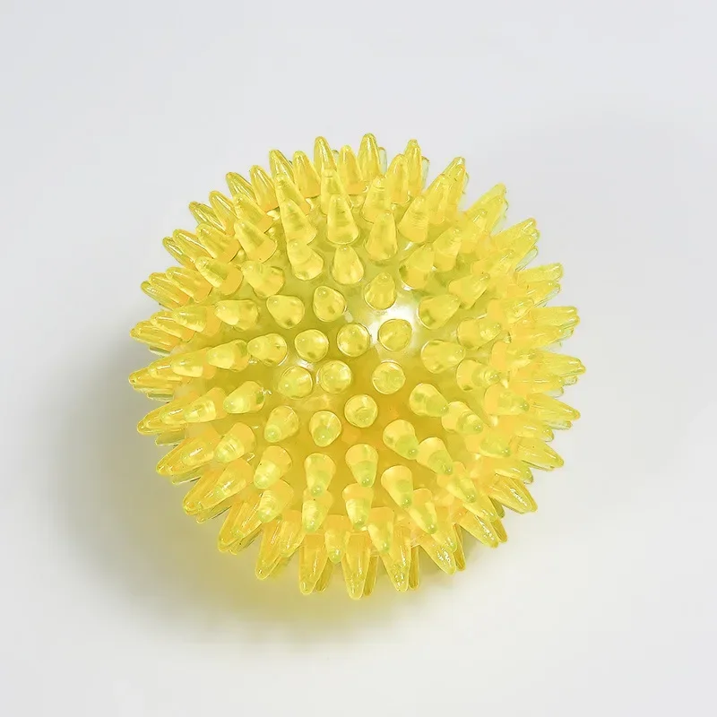 Brinquedos para cães de estimação, gato, filhote de cachorro, brinquedo com som de bolinhas, bola de limpeza de dentes estridentes, treinamento tpr, brinquedo de mastigar, bolas de espinhos, acessórios: XS / YELLOW