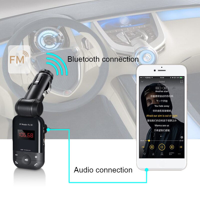 Wireless Aux Modulator Fm Radio Sender Bluetooth Auto Fm-transmisor Car Kit Coche Audio Mp3 Player USB Ladegerät
