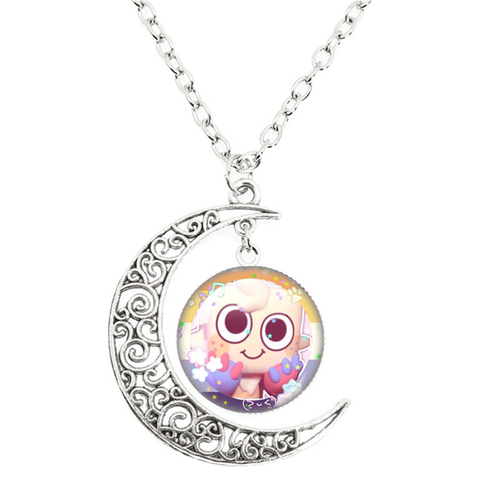Juego de terror Goob Pebble Dandy's World collar lindo divertido Meme Kawaii cabujón de cristal colgante la luna collar joyería: De arma