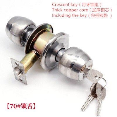 Stainless Steel alloy Locks Round Ball key lock Door Knob pull handle Entrance Passage Bathroom Internal Anti Theft Hardware: 10