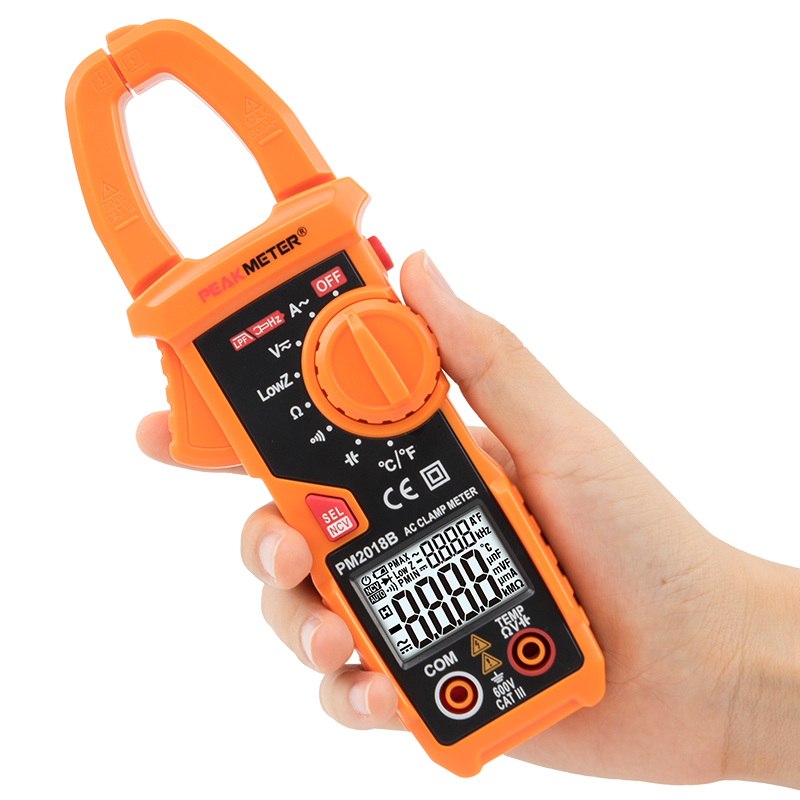 PEAKMETER PM2018B Portable auto range AC Digital Clamp Meter Multimeter capacitance frequency temperature Measurement NCV Tester