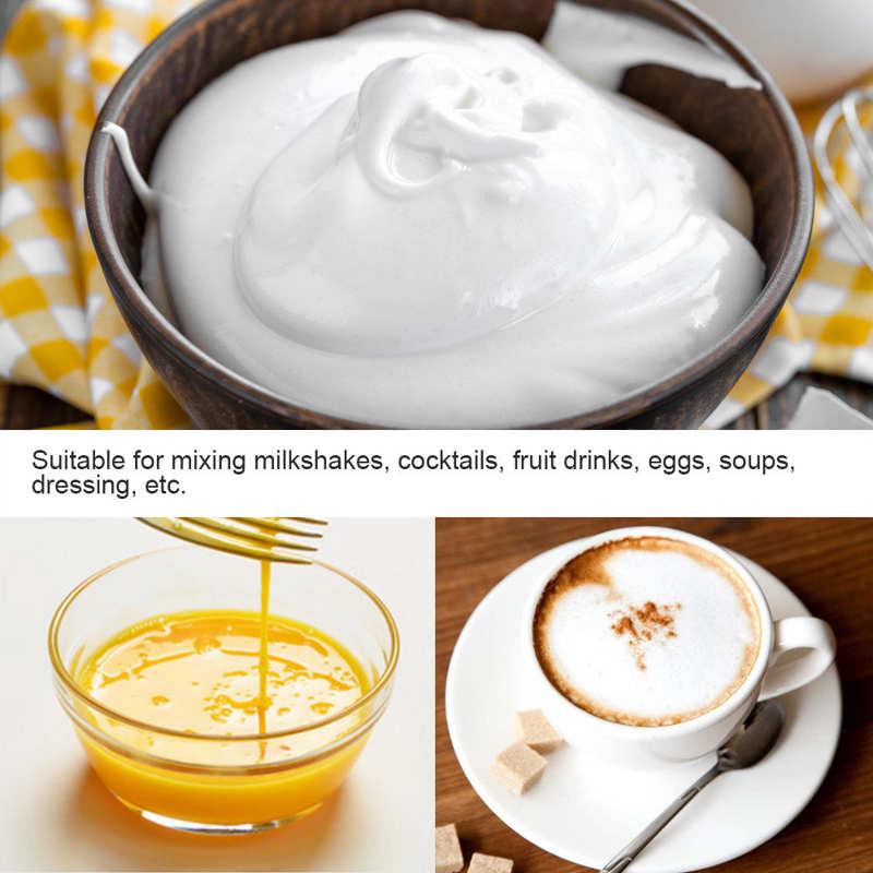 13000 omdrejninger pr. minut elektrisk mælkeskummer håndholdt rustfrit stål ægbeater kaffedrik mixer med dobbelt fjederpiskehoved køkkenredskab