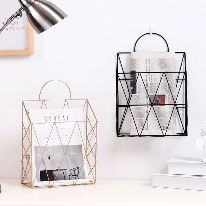 Nordisk stil magasin filbokhylle desktop hengende lagringshylle kontor hjem