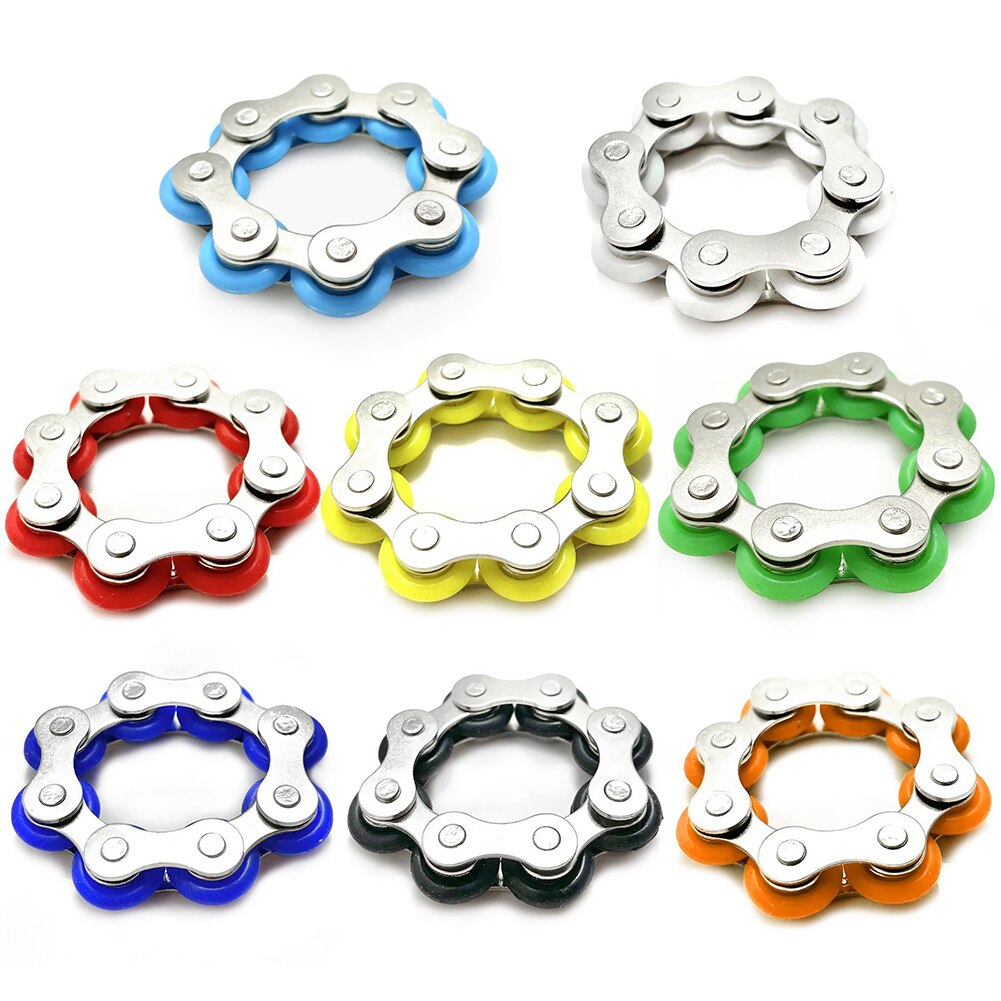 8 Section Bicycle Chain Key Ring Fidget Toy Stress Reliever Vent for Kids Ring Fidget Toy Stress Reliever Anxiety Relief