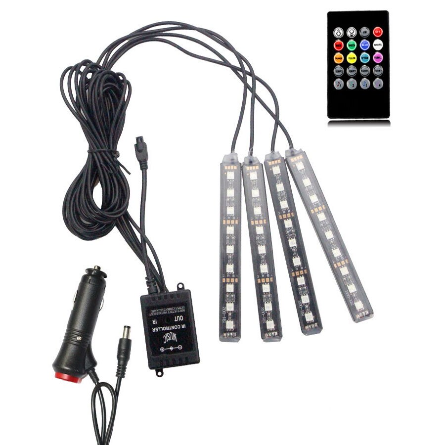 4 Stuks Auto 12 V Led Strip Usb Rgb Licht Tape Pc Auto Rgb Usb 12 V Volt Led Strip muziek Ir App Controller Decoratieve Flexibele Lamp