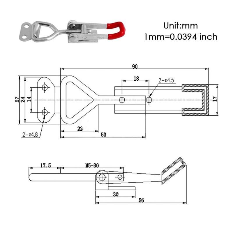 Abrazadera rápida de Hardware de capacidad de fijación de 100kg Gh-4001 Bloqueo de hebilla de puerta mecánica Sd de acero inoxidable tipo Jy hebilla D1W4