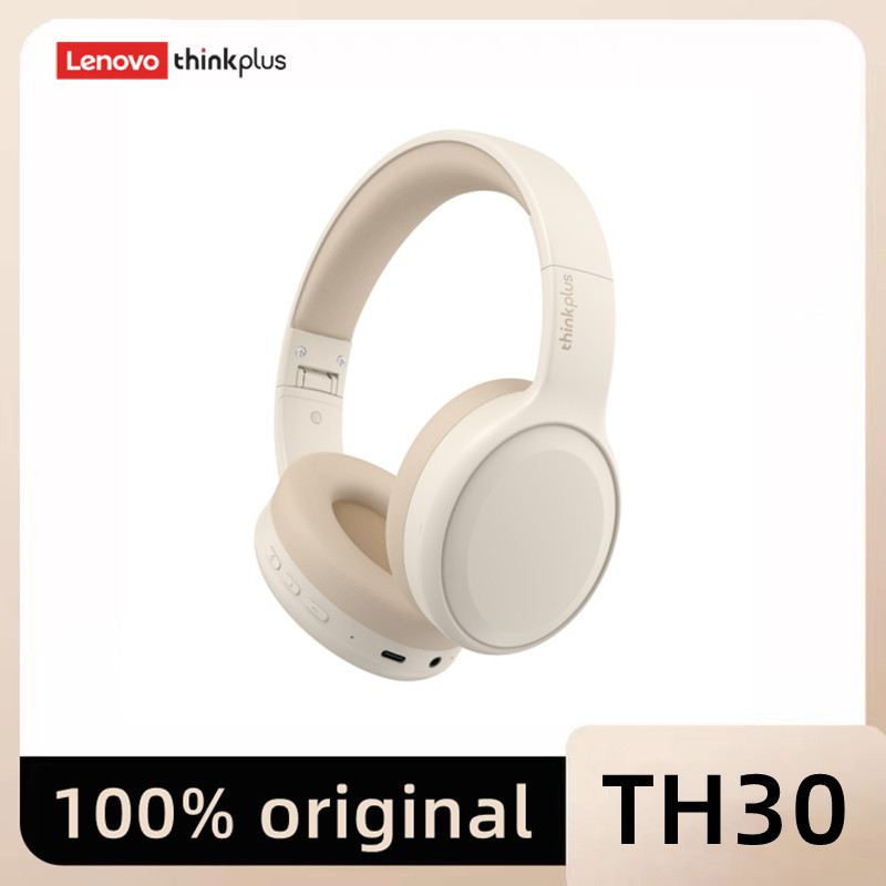 Lenovo TH30 Auriculares Bluetooth inalámbricos con orejeras, auriculares deportivos, juegos de deportes con micrófono: Blanco