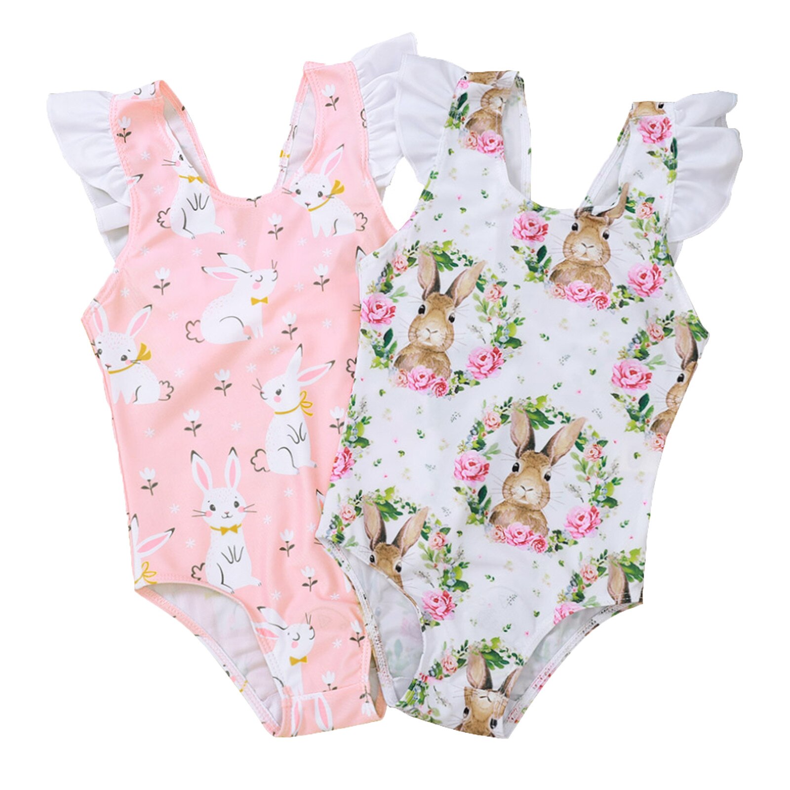 Pasen Kleding Peuter Badpak Kid Baby Meisjes Strand Pak Bunny Print Een Stuk Badmode Badpak Badmode Badpak Baby Kleding