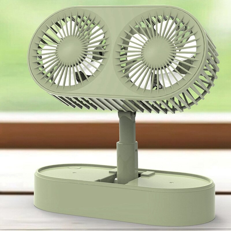Dubbele Hoofd Mini Ventilator Draagbare Inklapbare Fan Usb Oplaadbare Batterij Operated Fan Voor Bureau Thuis Slaapkamer Kantoor