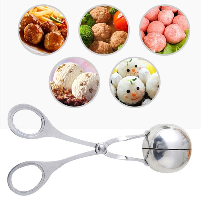 Pinza de acero antiadherente para hacer albóndigas rellena de carne, bola de nieve para helado, bolas de pescado, carne o arroz, utensilios de cocina