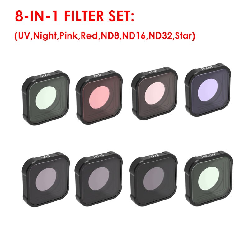 Per I Filtri delle Lenti Gopro Hero 9 Nero Set UV/CPL/ND4/8/16/32/64 di Azione accessori della macchina fotografica Per Go Pro Hero9 Filtro di Colore Alluminio