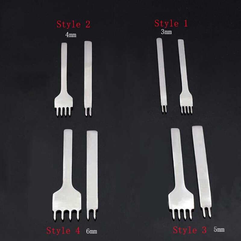 3/4/5/6mm Spacing Punch Tool For Leather Hole Punches Tool Lacing Stitching Sewing DIY Leather Craft Tools 1/2/4/6 Prong: Style 3(5mm)