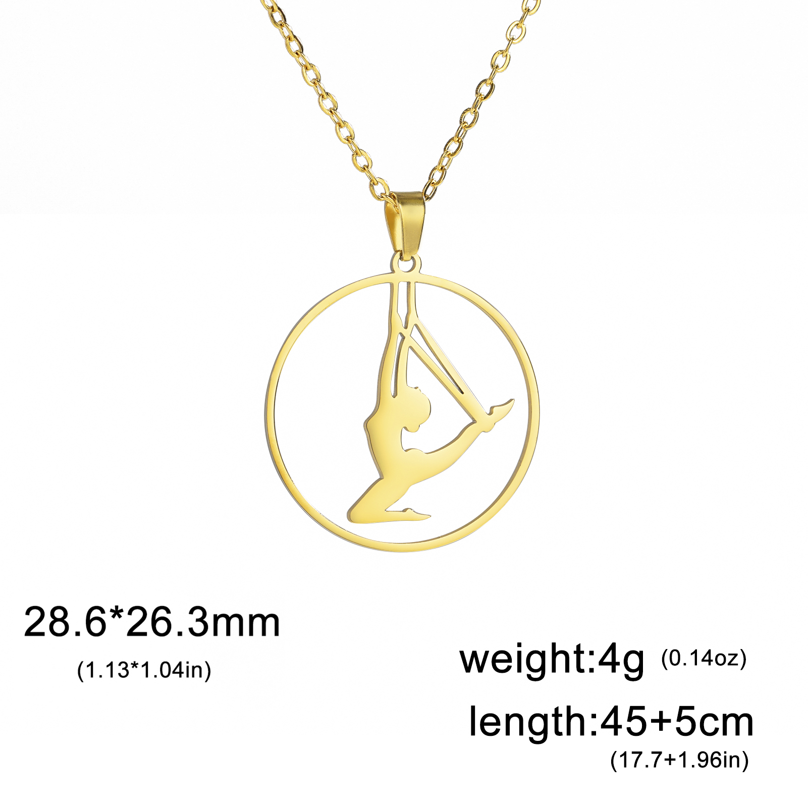 Trendy Gymnastics Taekwondo Sports Pendant Necklace Stainless Steel Hearts Round Shape Necklaces For Women Party Jewelry: Plating Gun