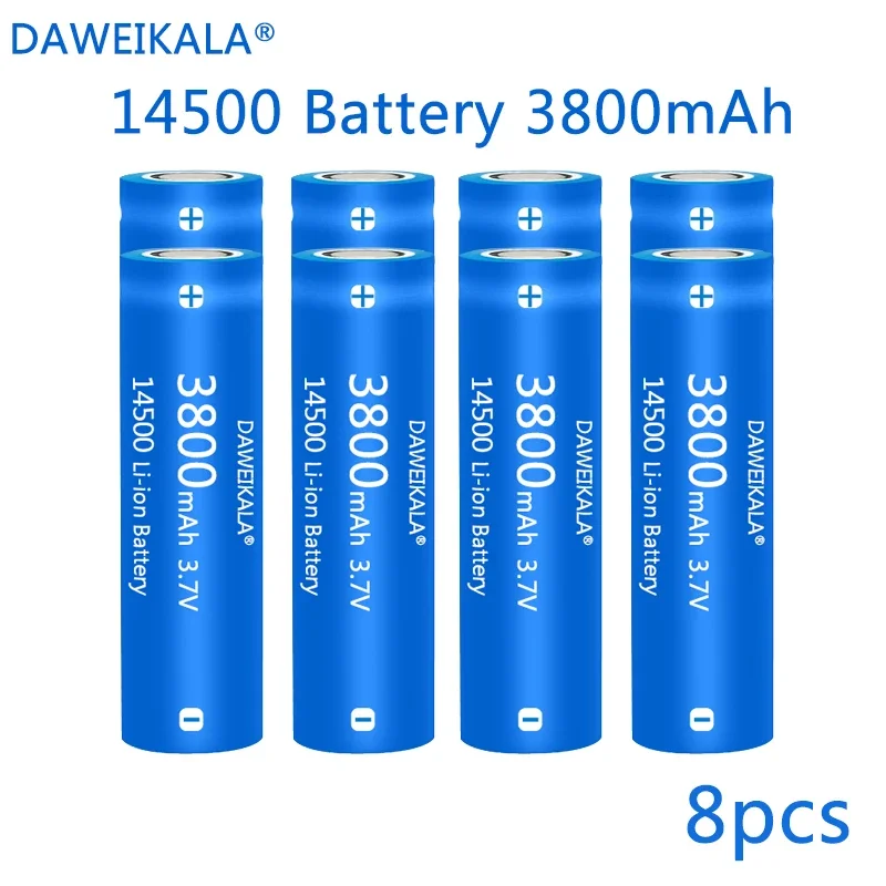 Nueva batería de iones de litio 14500, batería recargable de 3,7 V y 3800mah para linterna, linterna LED, juguetes + cargador: Azul