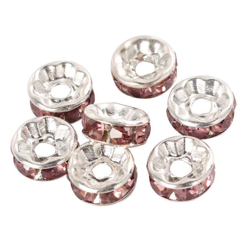 350pcs/set 8mm Rhinestone Spacer Beads for DIY Jewelry Making Beading Bracelet Necklace Findings Mixed Color Beads Accessories