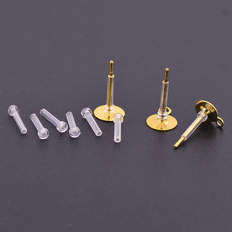 Boucles d'oreilles Anti-allergie, 20 pièces, 8x2mm, pochette, bouchons de dos, manchon de Protection du Tube, Protection des oreilles, tampon de sécurité, bricolage, résultats de bijoux