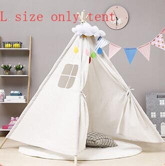 Scandinavische Stijl Houten Ondersteuning Canvas Tent Kinderen Baby Speelhuis Tent Licht Dak Tipi Prinses Kamer Indian Teepee Tent Kids: L size white