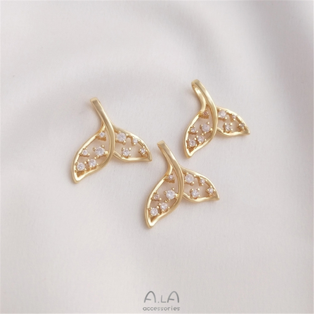 14K Vergulde Walvis Zeemeermin Staart Hanger Diy Hand Armband Sleutelbeen Ketting Oorbellen Hanger Accessoires: Rhodium Plated