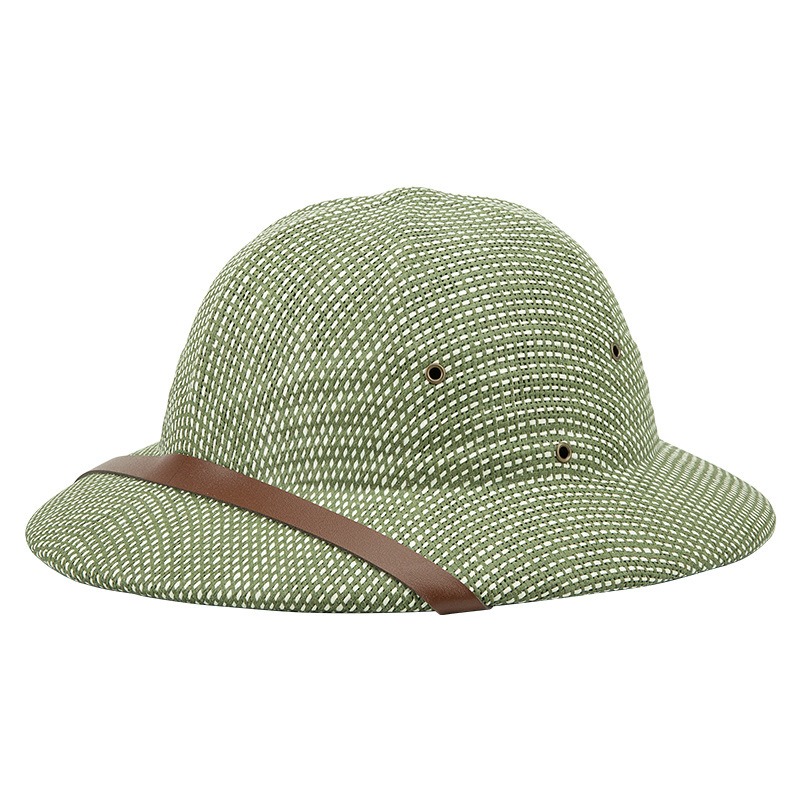 Sombrero de paja estilo Vietnam para adultos, casco de explorador británico, sombreros de sol de cubo de barco de verano: Multicolor