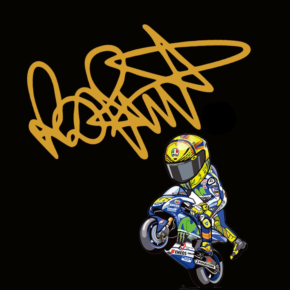 JDM 46 Rossi Signature Adesivo per moto Adesivo riflettente impermeabile Decorazione per finestra paraurti: Black