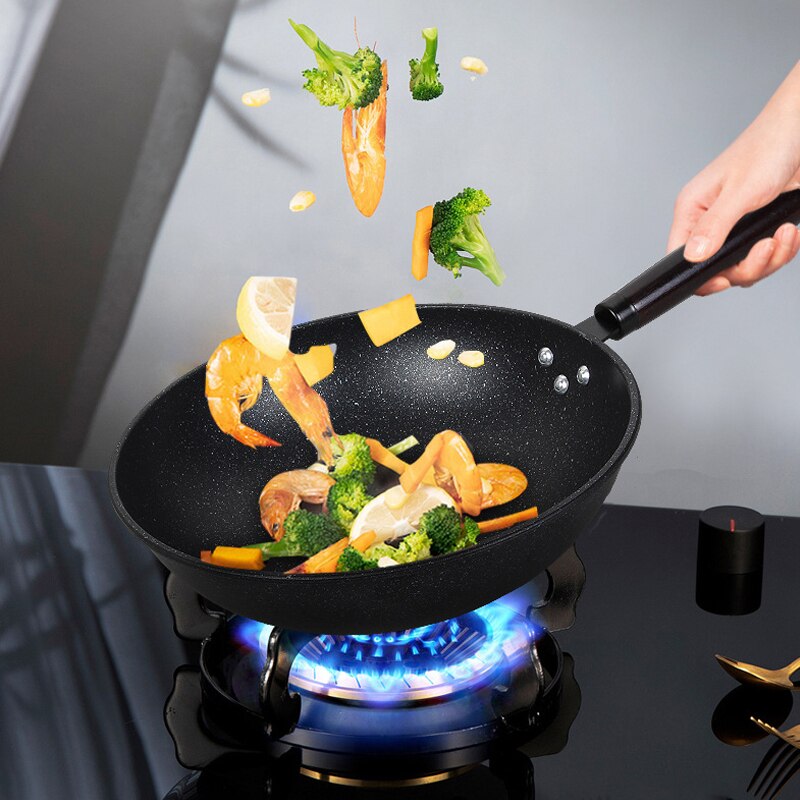 Pan Met Deksel Non-stick Graniet Kleine Koekenpan Wok Multifunctionele Te Reinigen Voor Keuken JS22