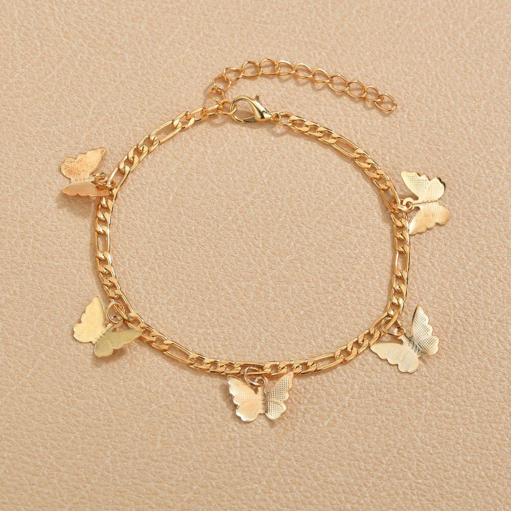 Modyle Bohemian Crystal Anklets for Women Boho Gold Heart Star Anklet Multilayer Foot Bracelet on Leg Beach Anklet Jewelry