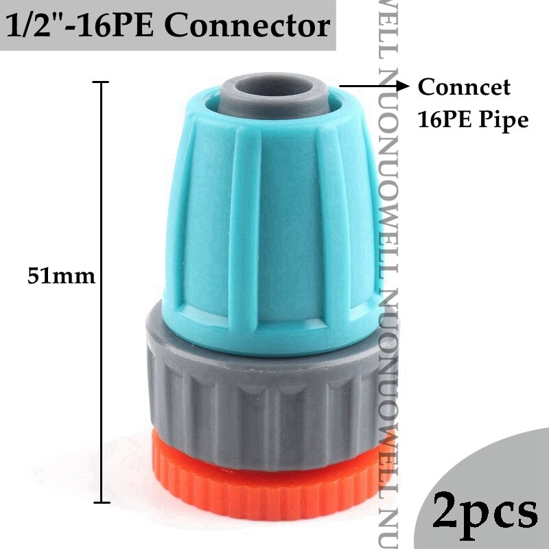 2pcs 16mm LDPE Pipe Fittings Garden Water Connectors Hose Lock Nut Joints Micro Irrigation System Kits Tube Fittings: 1l2in-16PE