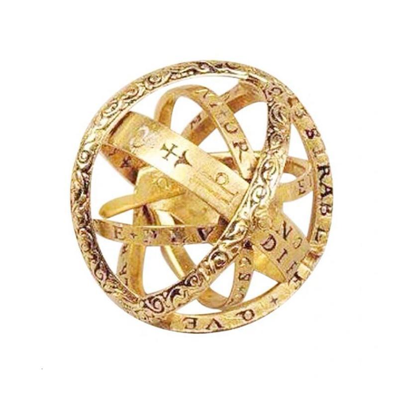 Bague astronomique du 16ème siècle, anneau de fiançailles cosmique, Couple amoureux, ouvert et fusionné, se déplie dans la sphère astronomique: Yellow / 6 (52mm)