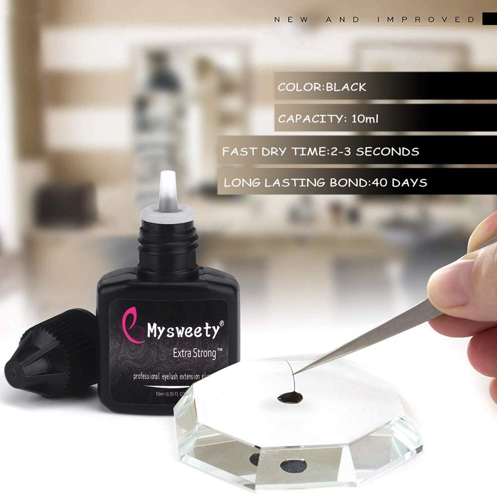 Colle noire pour extensions de cils, 10ml, Super adhésif pour utilisation professionnelle certifiée