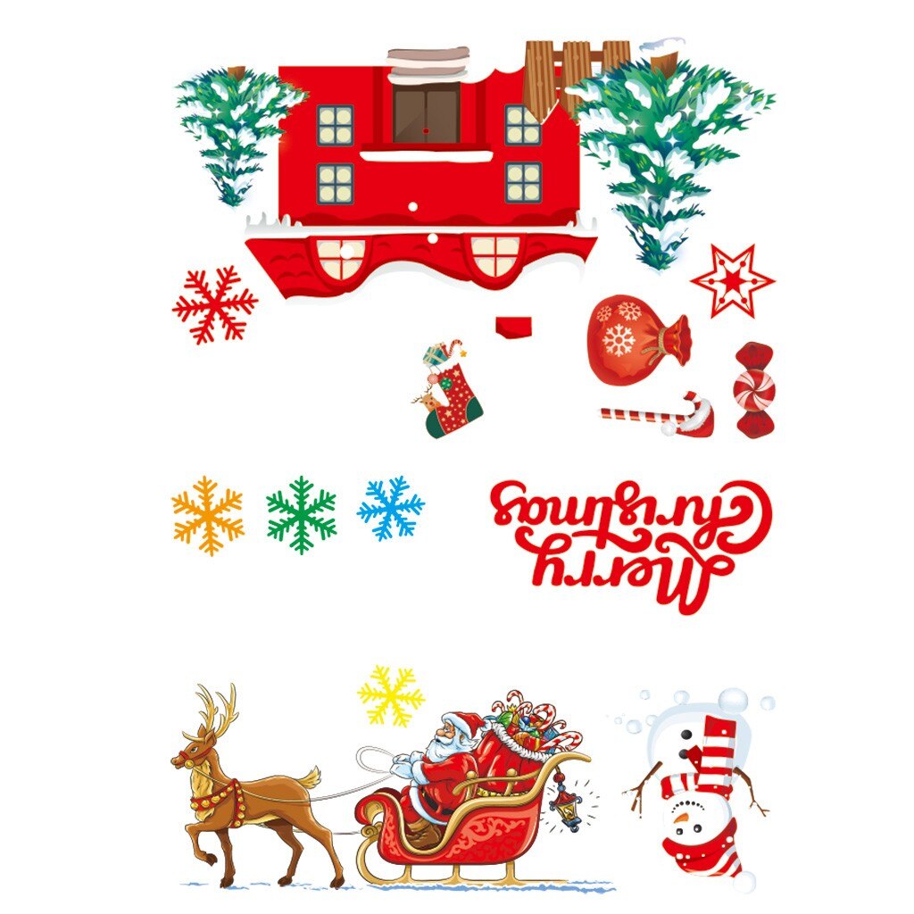 DIY Merry Christmas Windows Sticker Window Glass Electrostatic Paste Sticker Year Stickers Decoration Ornaments Xmas: C