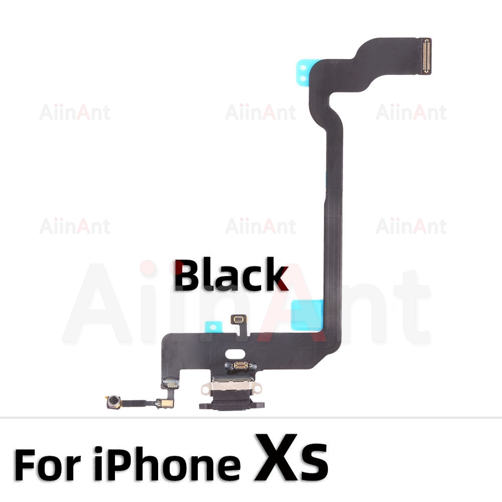 Bodem Usb Charger Port Flex Kabel Voor Iphone X Xs Max Xr 7 8 Plus 7G 8G Dock Opladen Connector Microfoon Flex: Xs Black