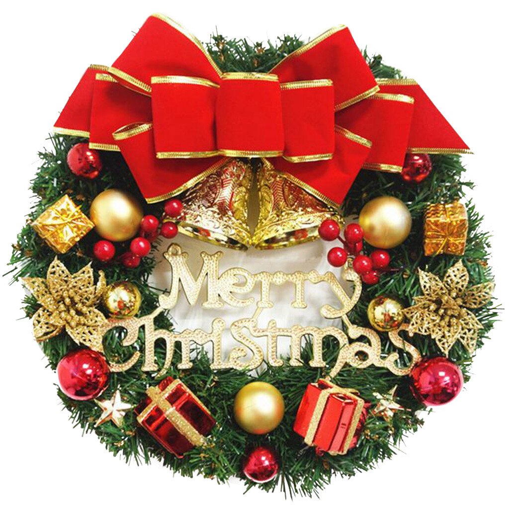 Merry Christmas Garland Arrangement Christmas Ornament Christmas Wreath Decorative Wreath 30CM Party arrangement garland decor: A