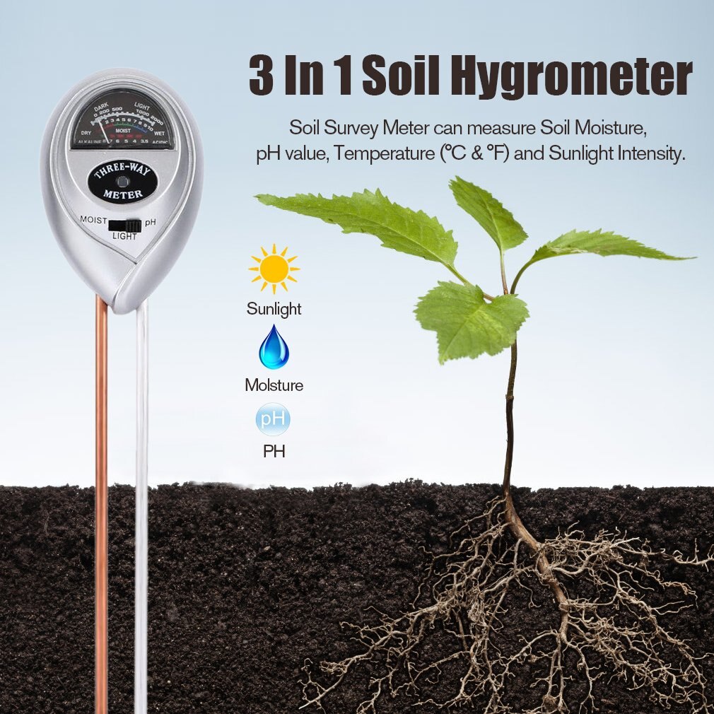 3 In 1 Soil Hygrometer Soil Thermometer Ph Meter Moisture Meter And Sun Light Probe Multi-functional Soil Hygrometer