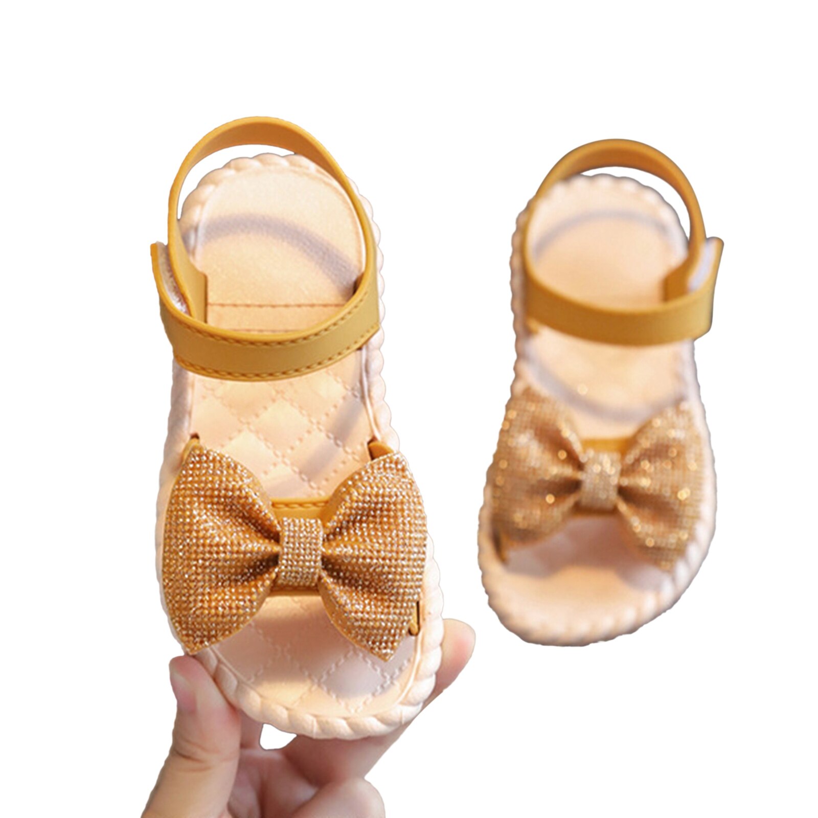 Baby- und kindersandalen mit schleife für mädchen, rutschfest, flach, sommer, kleinkinder, prinzessinnenschuhe für strandpartys, 2-5ter-Pack: khaki / 3t