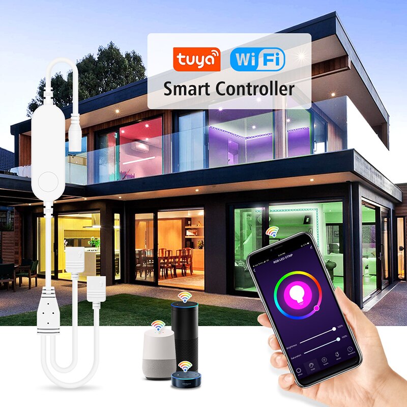 Tuya Wifi Smart Led Controller 4 Pin Rgb Led Strip Licht Contoller 5-24V App Remote Voice Control werken Met Alexa Echo Google