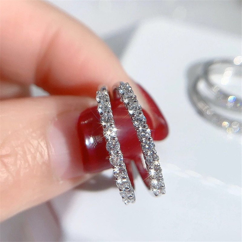 Fedi nuziali CC per donna zirconi cubici placcati oro bianco 18 carati semplice fidanzamento 925 accessori gioielleria raffinata CC3119