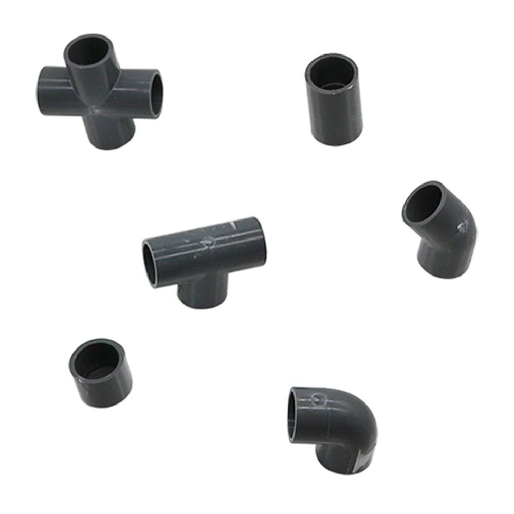 Grey PVC Pipe Connector Inner Diameter 20mm Pipe Connector Garden Water Pipe Joint Adapter Elbow Straight Cross Tee Couplings