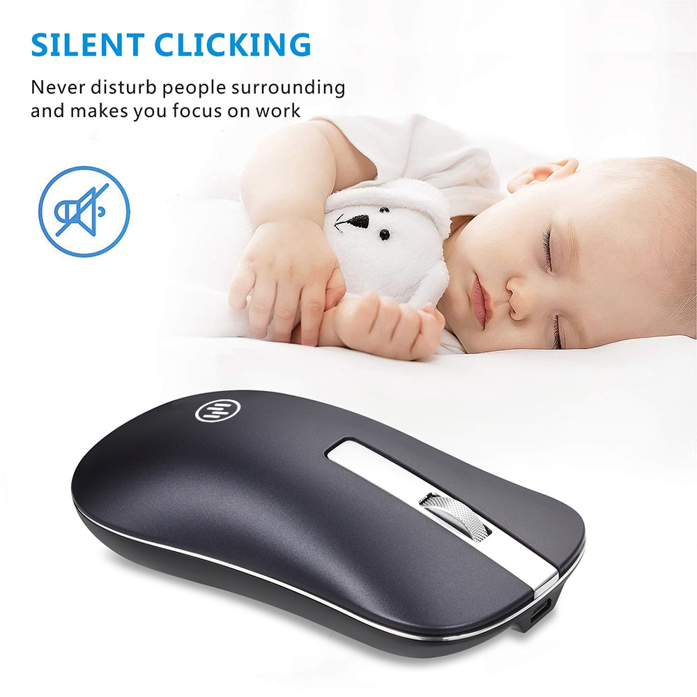 Trådløs bluetooth-mus genopladelig mus tynd computermus gaming usb mus 2.4g optisk ergonomisk mus til pc bærbar computer