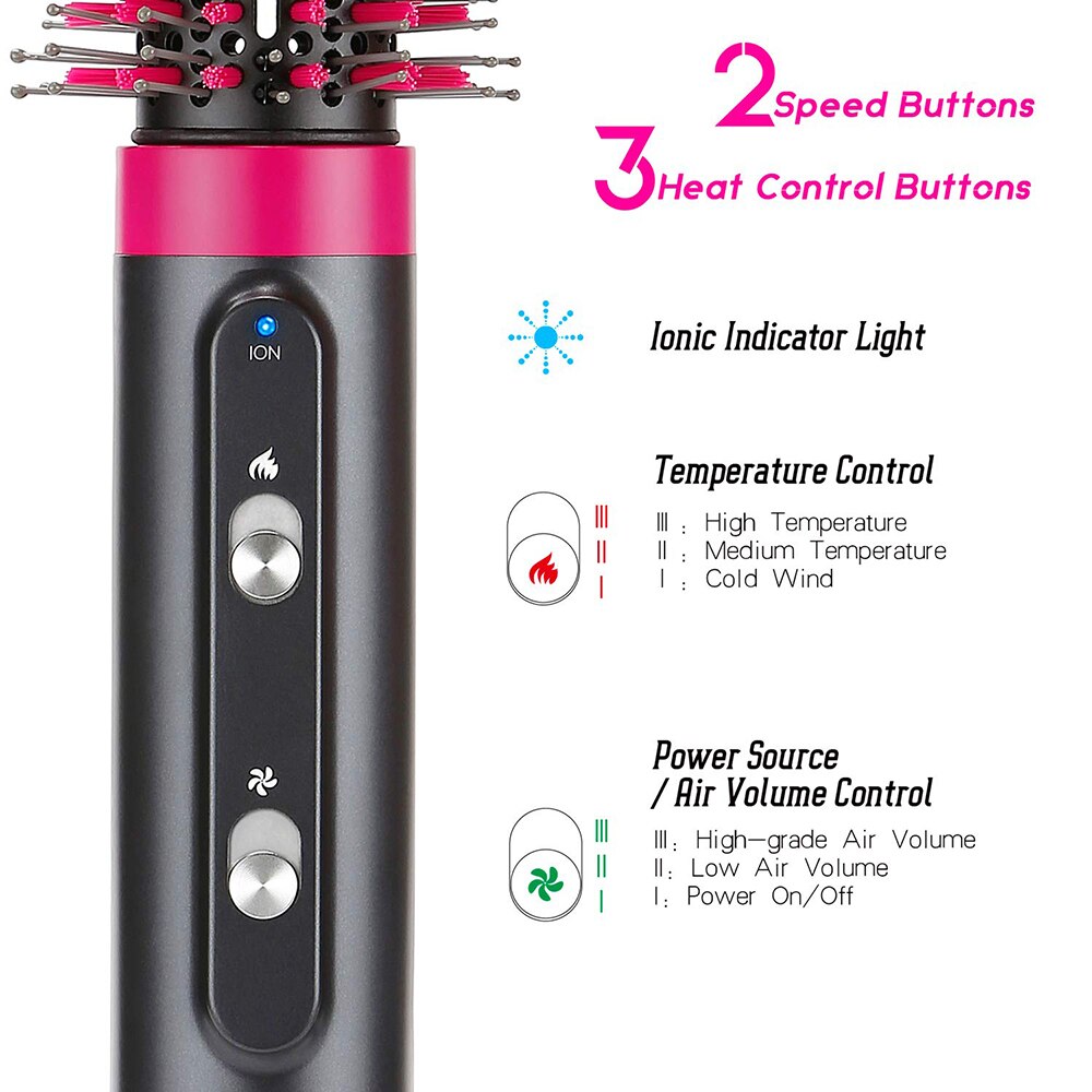4 In 1 Hair Dryer Brush One-Step Hair Dryer and Volumizer Air Brush 360 Degree Rotating Hair Straightener Curls