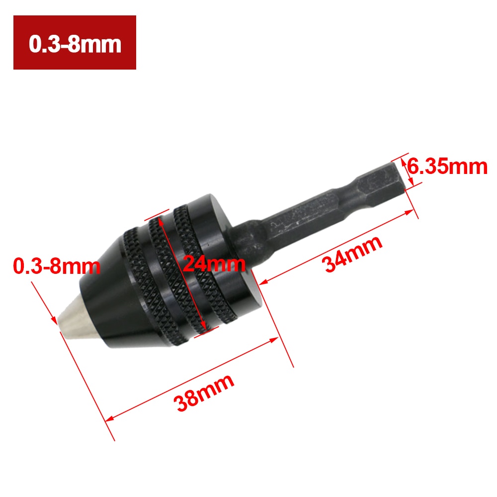 0,3-8/0,3-6,5mm Spann Bereich Keyless Bohrfutter Treiber Schraubendreher Adapter Werkzeug verhexen Schaft Bohrer Futter Fahrer Werkzeug Zubehör