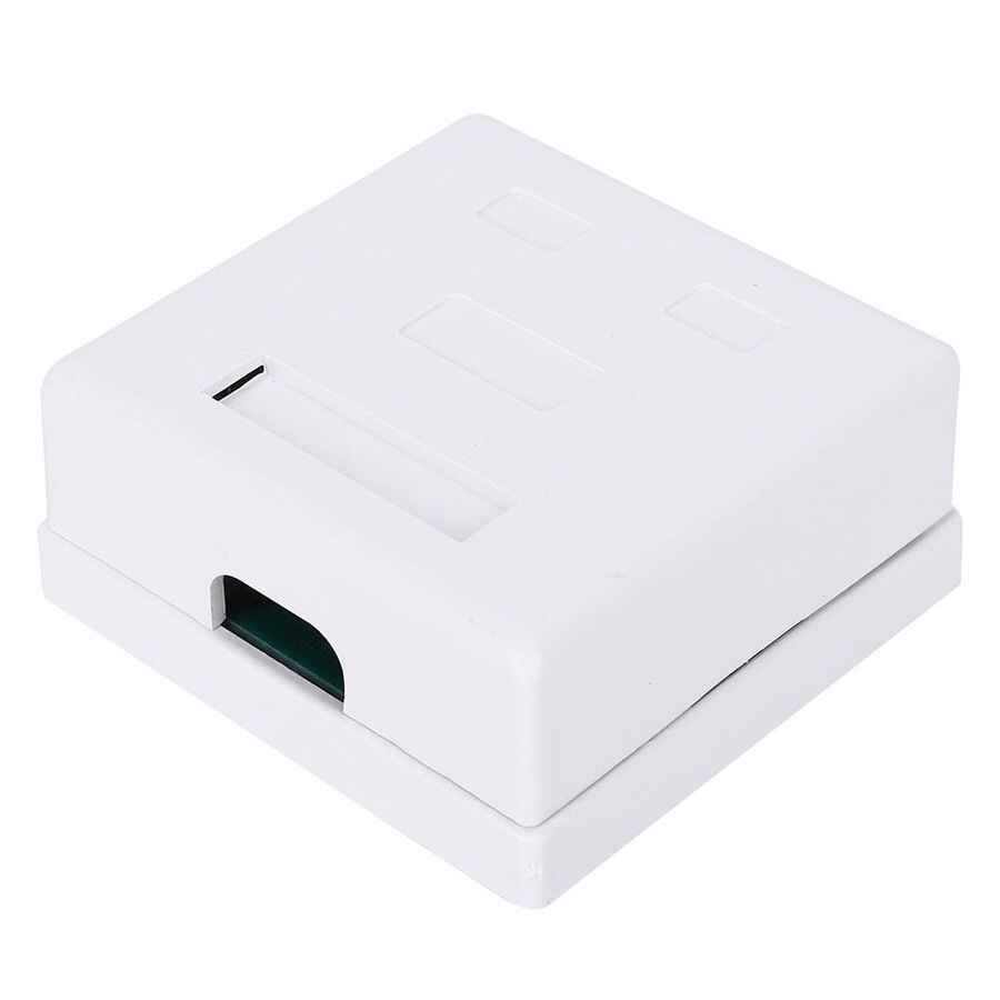 RJ45+RJ11 Wall Connector Junction Adapter 2-Port Desktop Extension Cable Mount Box Keystone Jack Box