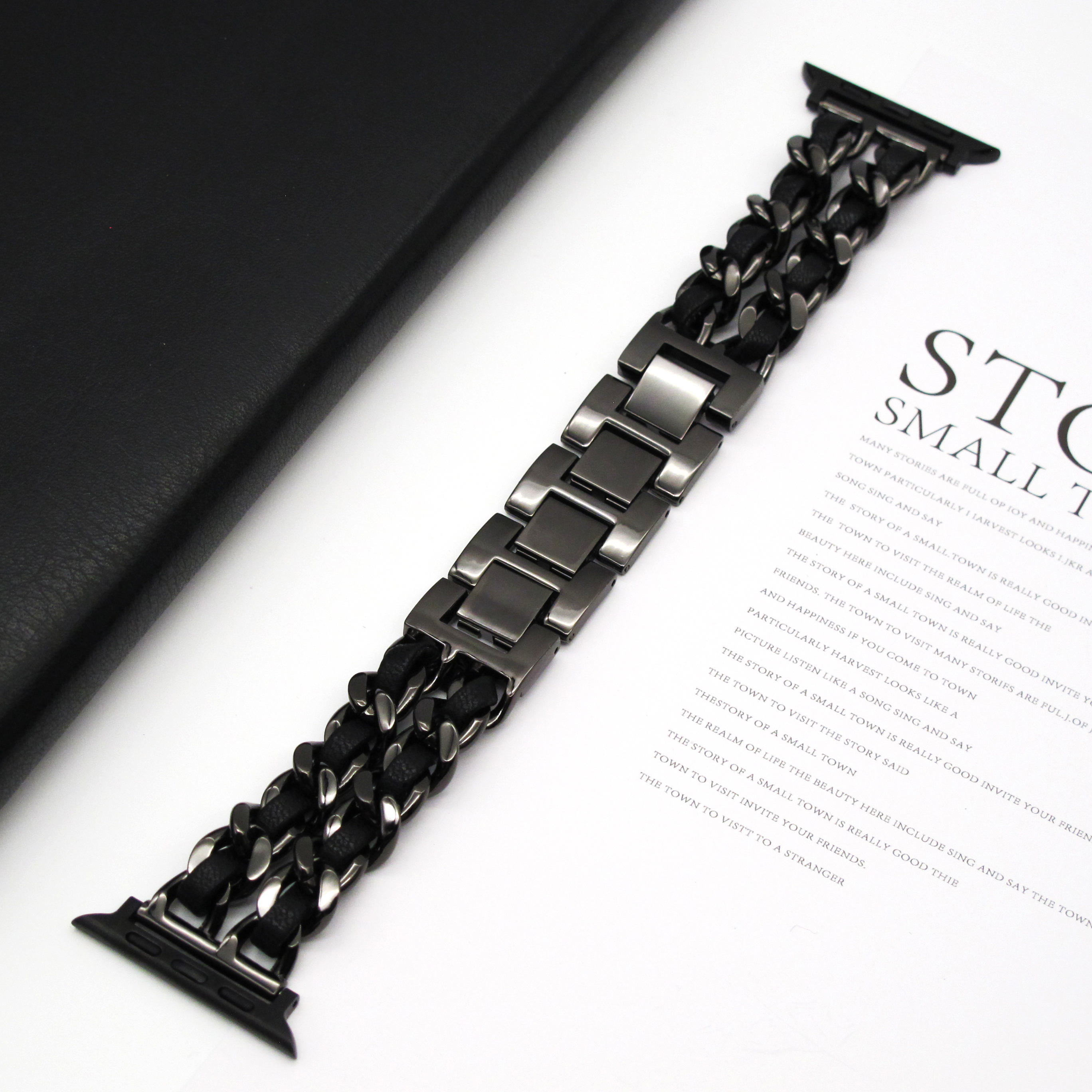 Metal Double Chain Strap for Apple Watch S10 42MM Strap Ultra 49mm 46 45 44 40 41 38mm Strap for iWatch Series 987654: 20 / Rose Pink  